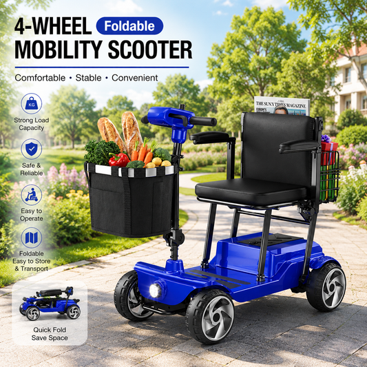 SwiftEco Portable 28 Miles Range 4 Wheel Lightweight Electric Mobility Scooter