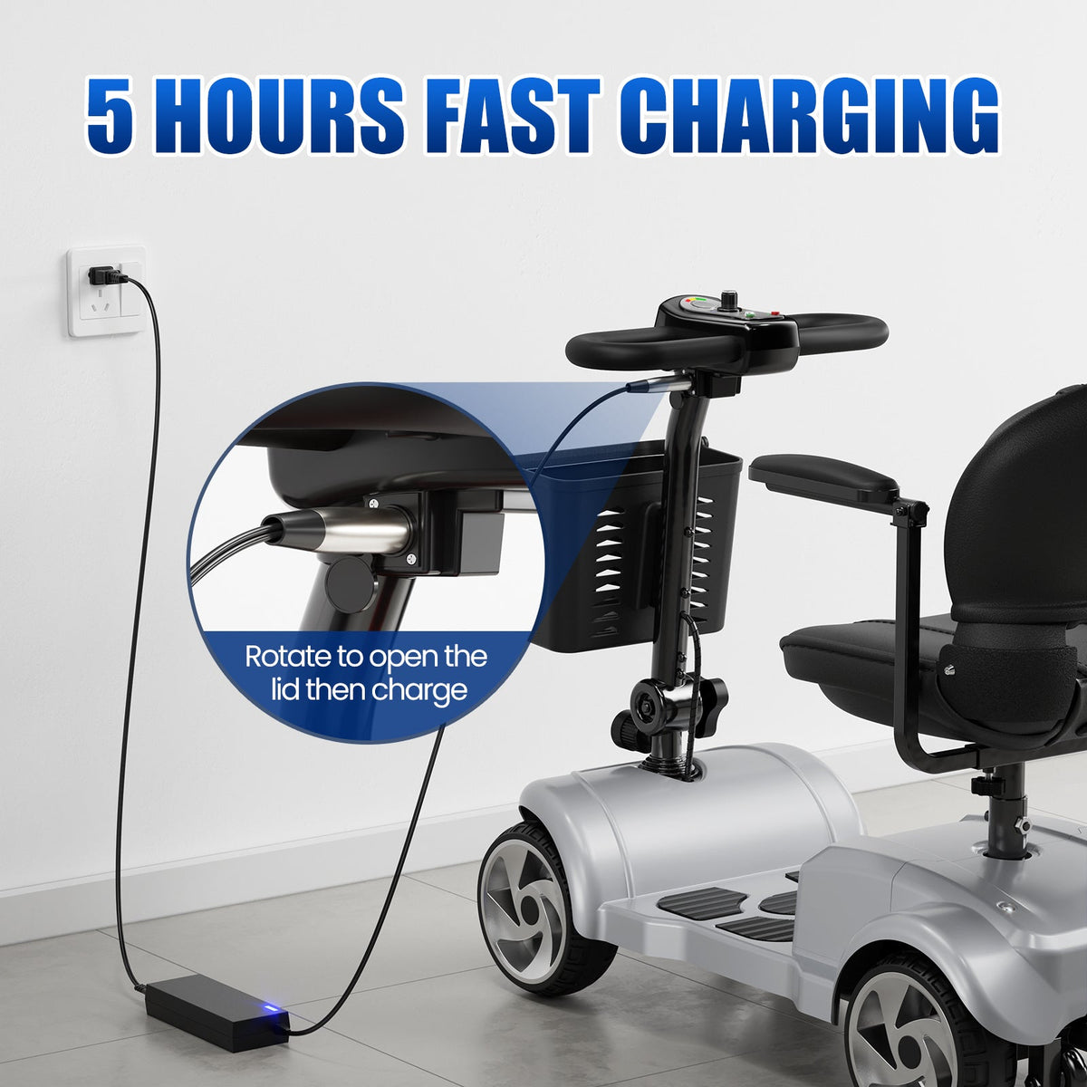 SwiftEco 4 Wheel Electric Mobility Scooter With 30 Miles Long Range & Basket