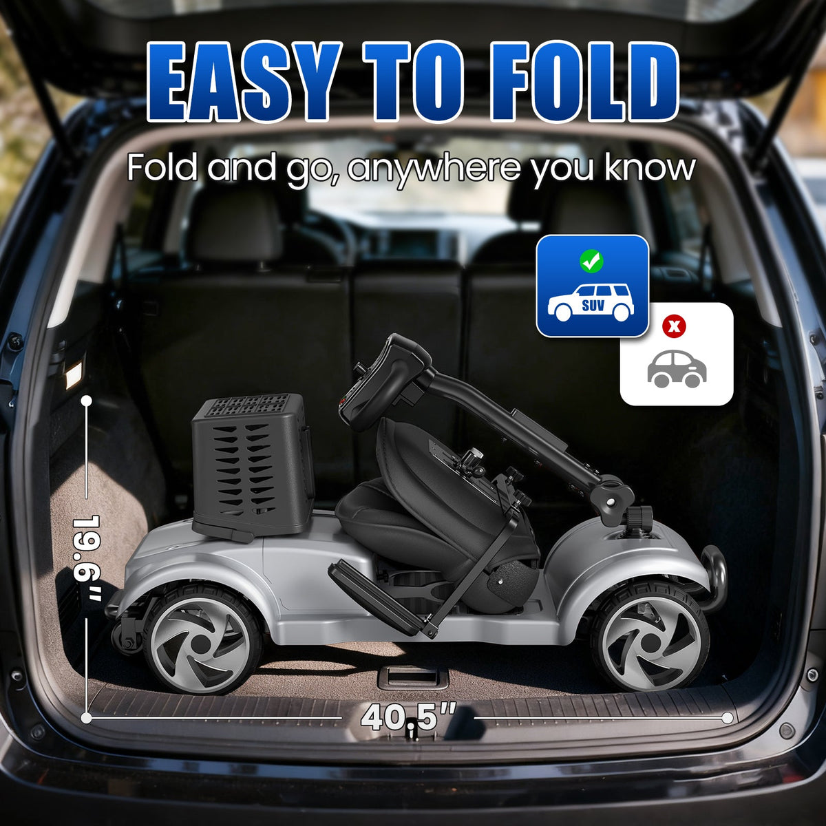 SwiftEco 4 Wheel Electric Mobility Scooter With 30 Miles Long Range & Basket