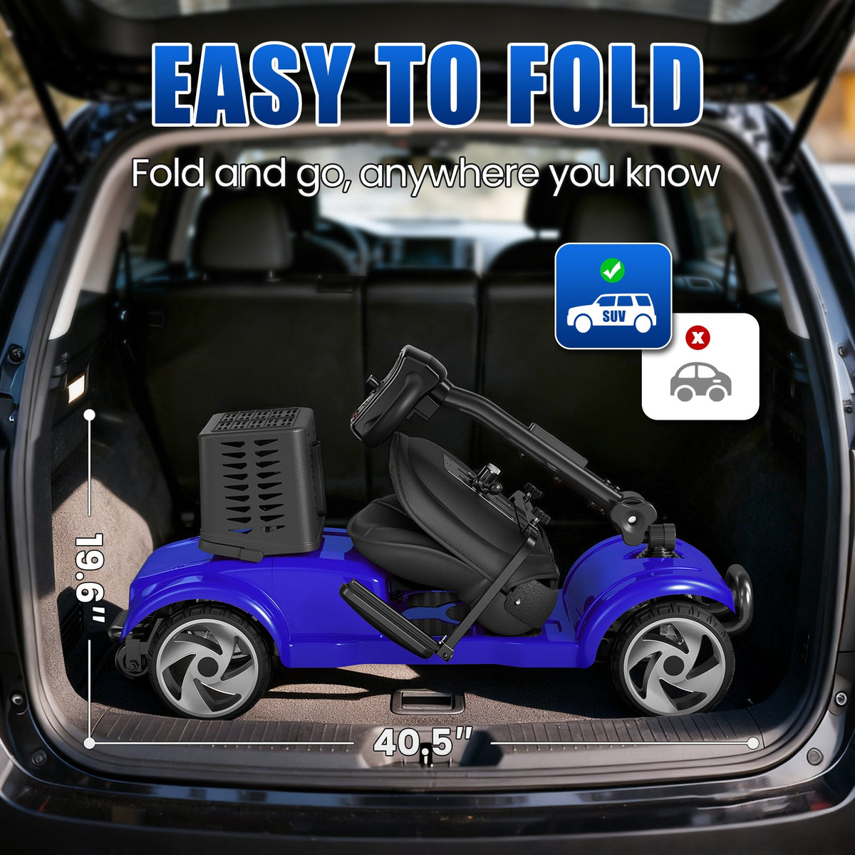 SwiftEco 4 Wheel Electric Mobility Scooter With 30 Miles Long Range & Basket